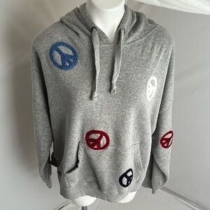 Pookie and Sebastian gray multicolor peace sign hoodie